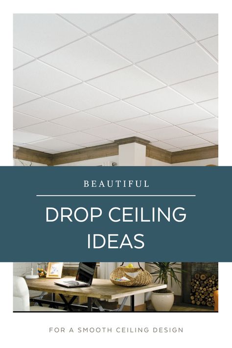 Looking for ideas to cover your popcorn ceiling? Try a stunning drop ceiling idea that minimizes the look of ceiling grid! Get a smooth ceiling design with SAHARA 24-in x 24-in ceiling panels. #Ceiling #HomeIdeas #BasementCeilings #Interior #ArmstrongCeilings Drop Ceiling Lighting Ideas Basement, Drop Ceiling Ideas Kitchen, Lowered Ceiling Ideas, Drop Down Ceiling Makeover, Drop Ceiling Makeover Cheap, Dropped Ceiling Ideas, Basement Drop Ceiling Ideas, Drop Ceiling Lighting Ideas, Modern Drop Ceiling Ideas