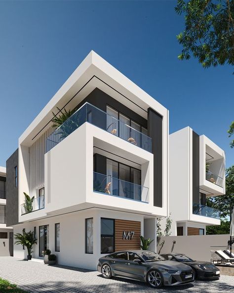 PROJECT WISTERIA | Behance Luxury Apartments Exterior, Townhouse Exterior, Modern Townhouse, Duplex Design, Architect Design House, Duplex House Design, 2d Design, Duplex House, Smart Ideas