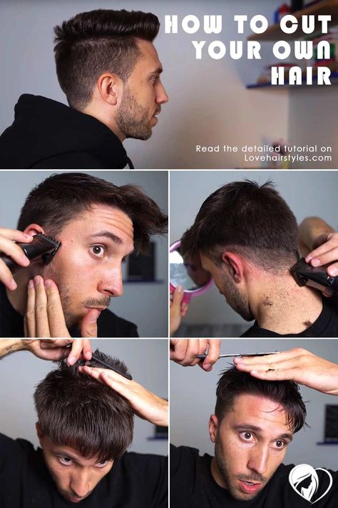 How Do You Cut Your Own Hair Step By Step #howtocutmen #menshaircuts #howtocutyourselfmen ❤ There’s a fail-proof guide on how to cut your own hair men can discover in this post! Here, we’ve made an ultimate handbook with tips, video snapshots, and DIY part with step by step tutorials so that all men who can’t visit a salon can get themselves decent cuts at home. See how you can maintain short fade hairstyles with clippers and scissors! ❤ #lovehairstyles #haircolor #hairstyles Trim Your Own Hair, Cut Own Hair, Cut Your Own Hair, Hair Step By Step, Mullet Fade, Haircut Tip, How To Fade, Clipper Cut, Tapered Hair