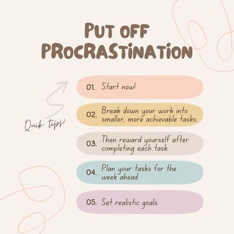 Tips On Procrastination, Procasination Quotes, How To Not Procrastinate Tips, Tips For Procrastinators, How Not To Procrastinate, How To Stop Procrastinating Motivation, Study Tips For Procrastinators, How To Take Action On Goals, Overcome Procrastination Tips