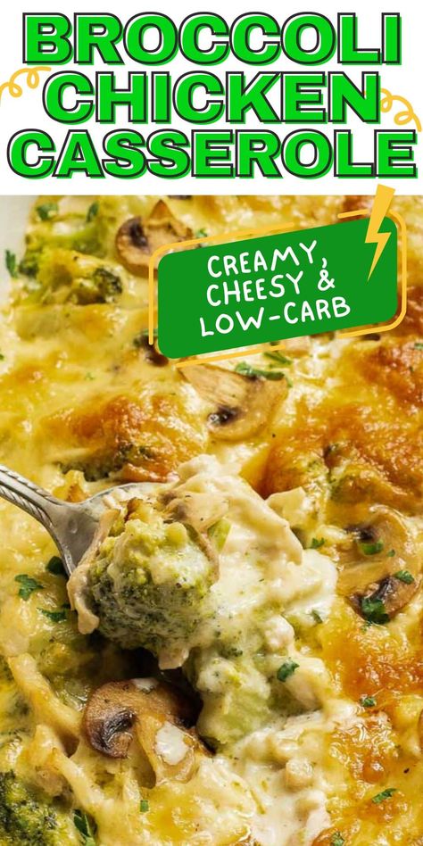 30-minute Cheesy Broccoli Chicken Casserole is creamy, cheesy, low-carb & perfect for busy weeknights. Chicken And Broccoli Casserole Low Carb, Chicken Casserole Whole 30, Low Carb Recipes Casserole, Recipe For Chicken Casserole Main Dishes, Broccoli With Chicken Recipes, Cheesy Chicken Noodle Casserole Recipes, Low Carb Chicken Casseroles For Dinner, Dinner Recipe With Chicken Breast, Bariatric Chicken Recipes Sleeve