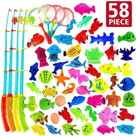 Fish Birthday Party, Fishing Party Favors, Kids Water Table, Magnetic Fishing Game, Kids Bath Toys, Fishing Toys, Bathtub Toys, Kids Fishing, Water Table