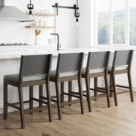 Farmhouse Bar Stools, Counter Stools With Backs, Nathan James, Island Chairs, Island Stools, Modern Counter Stools, Modern Farmhouse Home, Stools For Kitchen Island, Bar Stools With Backs