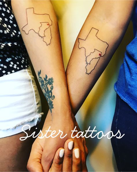 Texas & Illinois tattoo. #chicagotattoo #houstontattoo #sistertattooes Connecticut Tattoo Ideas, Illinois Tattoo, Chicago Tattoo Ideas, Nebraska Tattoo, Arkansas Tattoo, Texas Tattoo, North Carolina Tattoo, Georgia Tattoo, New Mexico Tattoo