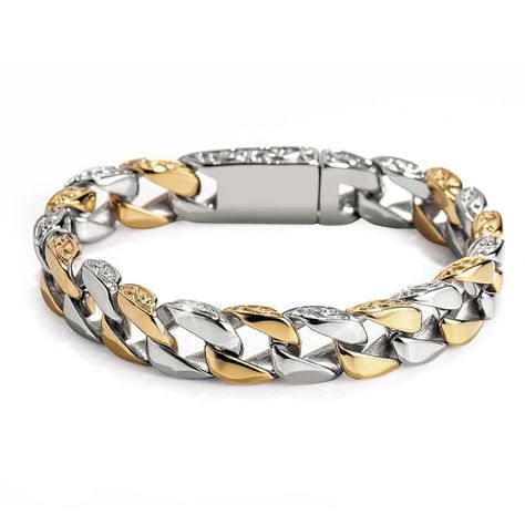 Buy Men's Gold, Silver Bracelets – Timepieces International Metal Cuban Link Bracelet With Solid Construction, Classic Metal Curb Chain Bracelets, Classic Cuban Link Metal Bracelet, Classic Metal Cuban Link Bracelet, White Gold Cuban Link Chain Bracelet, Luxury Metal Cuban Link Bracelet, Classic Stainless Steel Bracelet With Curb Chain, Classic Metal Cuban Link Bracelet With Curb Chain, Luxury Silver Bracelet With Curb Chain