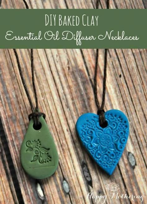 Clay Essential Oil Diffuser, Baked Clay, Essential Oil Necklaces, Clay Pendants, Diy Essentials, Essential Oil Jewelry, Oil Diffuser Necklace, Martha Stewart Crafts, Baking Clay