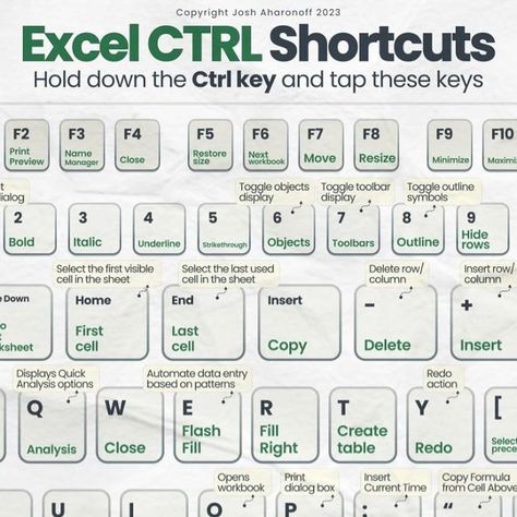 Saksham Dewan | Excel Insider on Instagram: "CTRL key shortcuts in you must know in Excel! 🗂 Don’t forget to save this post for future reference! 𝙇𝙄𝙆𝙀 and 𝙁𝙊𝙇𝙇𝙊𝙒 @excelinsider for excel hacks! Credit - Josh Aharonoff, CPA (Linkedin) #excel #msexcel #exceltips #exceltutorials #accounting #corporate #finance #exceltrick #excelshortcuts #learnexcel #excelinsider" Microsoft Shortcuts, Key Shortcuts, Excel Shortcuts Cheat Sheets, Microsoft Word Lessons, Excel Tips And Tricks, Tech Tricks, Computer Keyboard Shortcuts, Corporate Accounting, Excel For Beginners