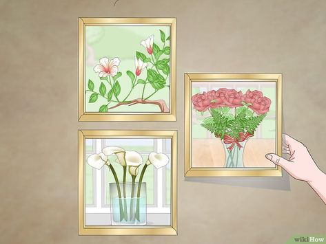 How to Arrange Three Pictures on a Wall: 12 Steps (with Pictures) Arrange 3 Pictures On The Wall, Hanging 3 Pictures On The Wall, Wall Picture Arrangements, Wall Picture Gallery, Picture Groupings, Picture Arrangements On Wall, Hanging Pictures On The Wall, Wall Arrangements, Frame Arrangement