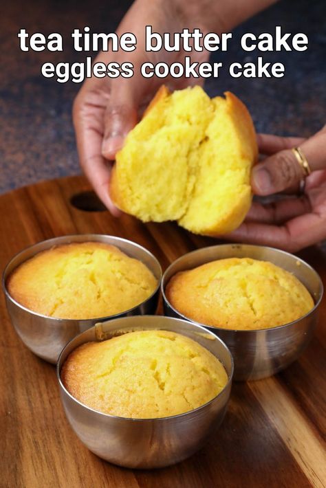 butter cake recipe | tea time cake in steel cups | best cake recipes for evening tea with step by step photo and video recipe. cake recipes have always been one of the popular dessert recipes across india. predominantly, it is used as a celebration dessert for a particular occasion but also used for a treat or festival. having said that, it can also be used as a snack and this particular recipe of butter cake is an ideal snack with a moist and soft texture. Tea Cake Recipes, Oatmeal Cookies Gluten Free, Hebbars Kitchen, Cooker Cake, Gluten Free Oatmeal Cookies, Popular Dessert, Tea Cakes Recipes, Eggless Cake Recipe, Spicy Snacks Recipes