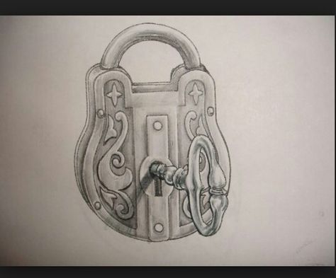 Lock and Key Lock Tattoos For Women Vintage, Padlock Tattoo, Lock And Key Tattoo, Lock Drawing, Lock Tattoo, Key Drawings, Lucky Tattoo, Tattoo Hair, Watch Drawing