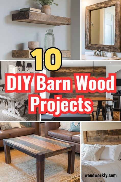 Transform reclaimed barn wood into stunning decor or furniture! Explore DIY projects that add rustic charm and character to your space. Read the full article for inspiring ideas! #BarnWoodProjects #RusticDecor #DIYWoodworking #ReclaimedWood #HomeImprovement Wood Work Ideas Furniture, Rough Lumber Projects, Things To Build Out Of Wood, Rustic Wood Decor Ideas, Wood Working Ideas For Home, Wood Plank Projects, Reclaimed Barn Wood Projects, Old Barn Wood Projects, Old Barn Wood Ideas