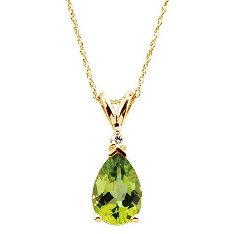 14K Yellow Gold Peridot  Diamond 18Inch Necklace -- Visit the image link more details. (This is an affiliate link) #Necklaces Month Gemstones, Diamond Drop Pendant, Diamond Drop Necklace, Teardrop Diamond, Colorful Gemstones, Peridot Jewelry, Peridot Pendant, Peridot Necklace, Pendant Bails