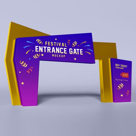 Free Exhibition Entrance Gate 3D Portal Mockup PSD Exhibition Entrance Design, Exhibition Entrance, Archway Ideas, Event Entrance Design, Gate Event, Event Entrance, Gate Designs, Entrance Gate, Free Mockup Templates