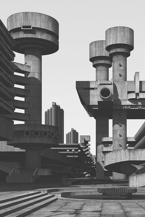 clemens gritl renders brutalist urban utopias of the 20th century Brutalist Photography, Jg Ballard, Mega Structure, Brutalism Architecture, Brutalist Buildings, Concrete Architecture, Brutalist Design, 3d Architecture, Mid Century Architecture