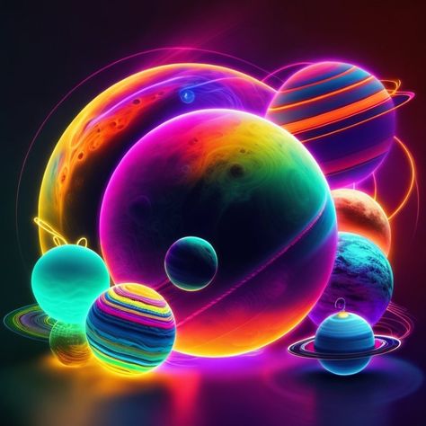 an artistic representation of planets. Rainbow Things, Shopify Sales, Planet Colors, Planet Drawing, Neon Bedroom, Dark Aesthetics, Bjorn Borg, Laser Art, Hearts And Roses