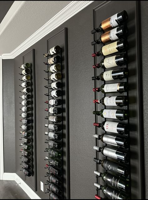 Wine Accent Wall, Wine Rack Wall Ideas, Wine Wall Display, Dining Room Accent Wall, Room Accent Wall, Arizona House, Wine Cellar Design, Bass Lake, Cellar Design