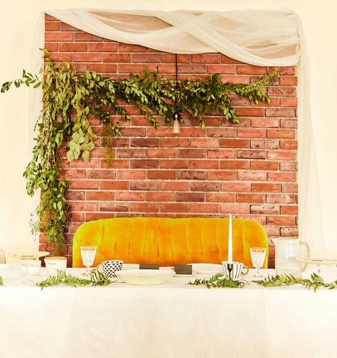 Faux Brick Wall Wedding Backdrop, Brick Backdrop Party Ideas, Brick Backdrop, Brick Wall Ideas, Faux Brick Wall, Brick Wall Backdrop, Brick Backdrops, Reception Backdrop, Pastor Appreciation