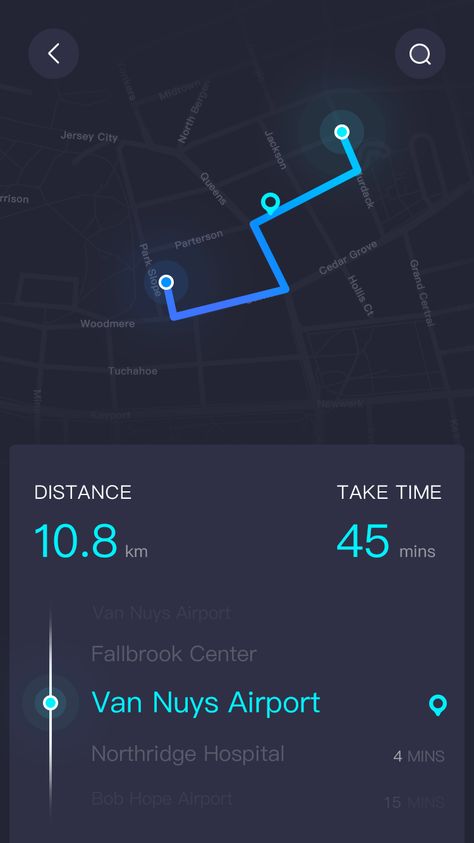 I like how this shows the distance & time between each destination and your current location. Application Ui Design, App Map, Module Design, Ui Ux App, Navigation Map, Gui Design, Design Quote, Ui Ux Designer, Ecommerce Web