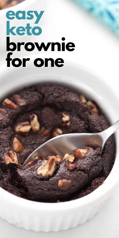 This keto brownie in a mug is gooey and decadent, and serves just one person. It's the perfect single-serve dessert when you need chocolatey goodness but you don't want the leftovers. Keto Cacao Powder Recipes, Cacao Keto Recipes, Low Carb Mug Brownie, Almond Flour Brownie In A Mug, Almond Flour Mug Brownie, Keto Brownie In A Mug, Keto Brownies Easy, Dessert Substitutes, Keto Mug Brownie