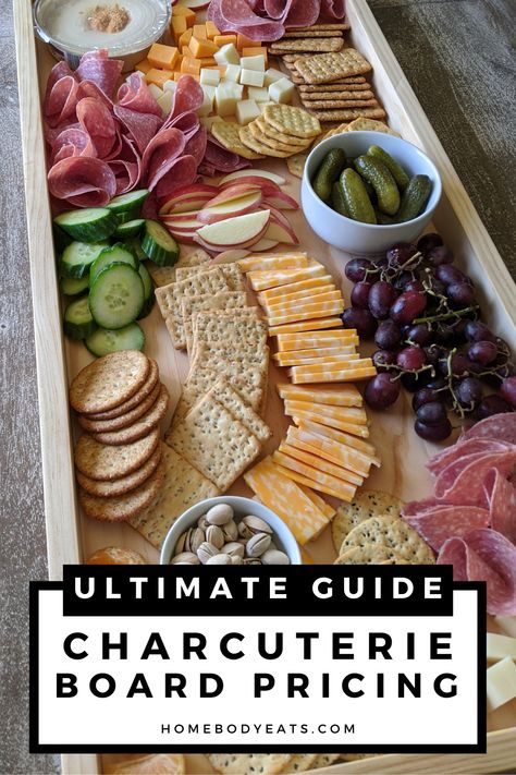 If you love building charcuterie and cheese boards, this post will help you learn about the cost of ingredients and supplies. Plus, I'll teach you the proper serving sizes to help you plan the perfect board. Want to sell charcuterie boards? A suggested pricing guide is included! Char Cuterie Board, Long Charcuterie Board Diy, How To Plan A Charcuterie Board, Charcuterie How To Build, Charcuterie Box Sizes, Images Of Charcuterie Boards, How To Price A Charcuterie Board, Charcuterie Amount Per Person, Pricing Charcuterie Boards