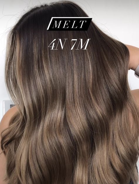 Light Brown With Ashy Highlights, Shades Eq Cool Brown Formula, Partial Foils Brunette, Beige Brunette Balayage, Mushroom Brunette, Ivory Skin Tone, Lob Styling, Brown Hair Inspo, Gorgeous Hair Color