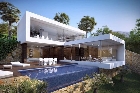 Has de el diseño de tu casa campestre, mucho más que un reflejo moderno de… House With Pool, Modern Villa Design, Modern Home Design, Hus Inspiration, Architecture Exterior, House Architecture Design, Villa Design, Architectural Inspiration, Modern Homes