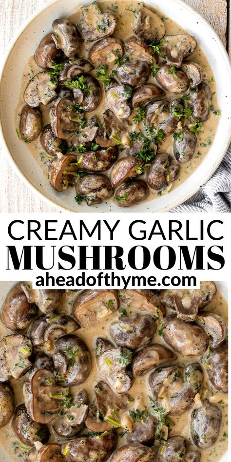 Creamy Mushroom Side Dish, Mushroom Side Dish, Pagan Food, Mushroom Side Dishes, Creamy Garlic Mushrooms, Sautéed Mushrooms, Weekly Dinner, Dinner Rotation, Vegetable Side Dishes Recipes