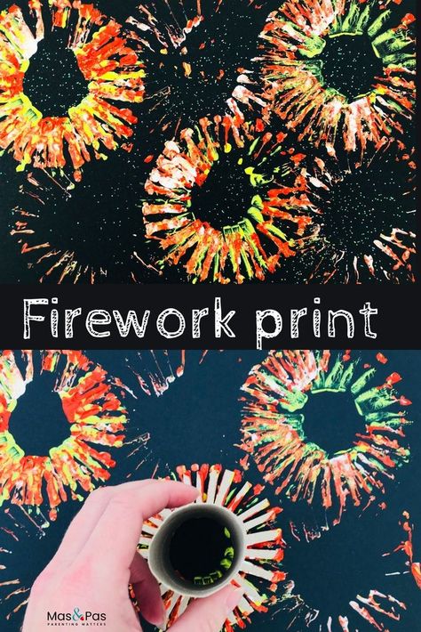 Firework Pictures Eyfs, Diwali Kids Crafts, Diwali Crafts For Kids Activities, Bonfire Night Kids Crafts, Bonfire Night Kids, Diwali Art And Craft, Printing For Kids, Firework Craft, Bonfire Night Activities