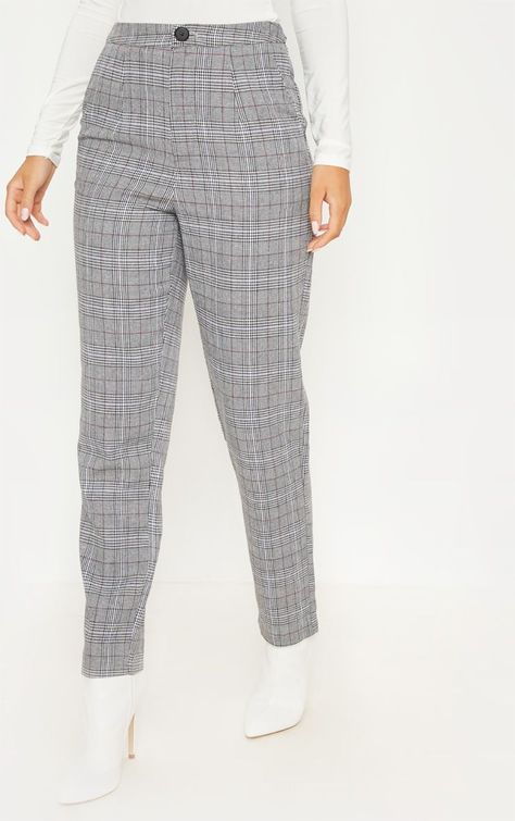 Image Pencil Trousers Outfit, Checkered Pants Outfit, Pencil Trousers, Checkered Trousers, Checkered Pants, Trouser Outfit, High Waist Fashion, Slim Leg Pants, Pencil Pants