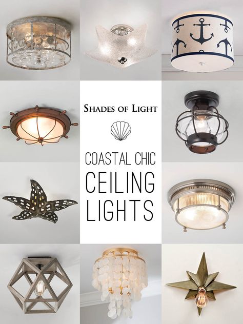 Lake House Interior Ceiling Lights, Coastal Ceiling Light Fixtures, Beach Flush Mount Light, Coastal Living Room Lighting Ceiling, Beach Ceiling Lights, Coastal Farmhouse Ceiling Lights, Lighting For Beach House, Nautical Vanity Lighting, Beach House Lighting Ideas