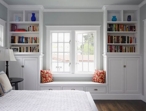 window seat Bedroom Window Design, Bedroom Window Seat, Window Seat Kitchen, Bedroom Built Ins, Window Seat Design, Bedroom Windows, Built In Bookcase, Trendy Bedroom, Trendy Home