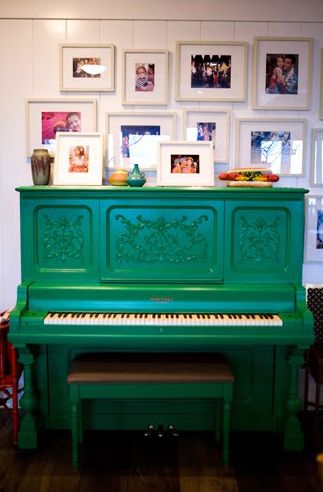 Green Piano Painted, Green Piano, Upright Grand Piano, Piano Painting, Painted Piano, Piano Play, Piano Restoration, Painted Pianos, Piano Decor