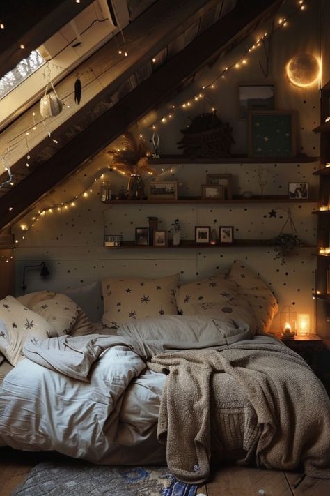 Create a Cozy Bedroom Retreat 🛏️✨ Design a warm and inviting bedroom perfect for relaxation. Use soft textiles, warm lighting, and plush decor to create a cozy and serene escape. 🌿💤 #CozyBedroom #HomeDecor #BedroomRetreat #InteriorInspo Writer Bedroom Aesthetic, Cozy House Bedroom, Dim Bedroom, Cozy Loft Bedroom, Warm Cozy Bedroom, Contemporary Bedroom Interior Design, Comfy Bedrooms, Cosy Bedroom Decor, Warm And Cozy Bedroom