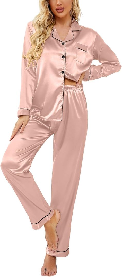 Outfits For Going Out, Pajamas Silk, Casual Chic Outfits, Pyjama Satin, Silk Pajama, Pullover Mode, Silk Pajama Set, Satin Pyjama Set, Satin Pajamas