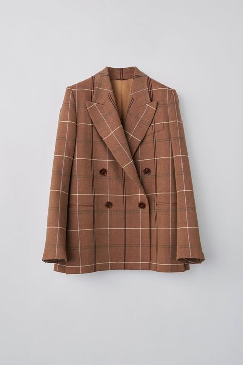 Acne Studios Herringbone Check Jacket in Brown and WhiteAcne Studios brown/white double-breasted suit jacket w Woman Suit, Check Jacket, Trendy Dress Outfits, Checked Jacket, Woman Suit Fashion, Shopping Ideas, Breasted Blazer, Fashion Design Clothes, Suit Fashion