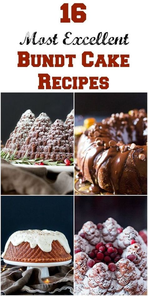 16 Most Excellent Bundt Cake Recipes - a list of beautiful bundt cakes that are perfect for holiday baking, parties and family gatherings! #bundt #bundtcakes #desserts #festive #holiday #easy #bundtrecipes Bundt Cake Frosting, Bunt Cake Recipe, Christmas Bundt Cake, Bundt Pan Recipes, Easy Bundt Cake Recipes, Bundt Cake Recipes, Bundt Recipes, Easy Bundt Cake, Cake Mug