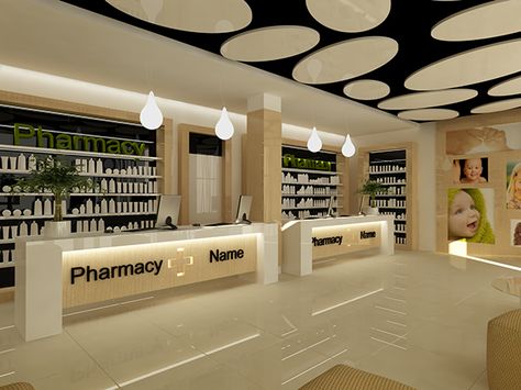 Pharmacy Drugstore Interior Design, Pharma Design, Store Counter Design, Medical Shop, Business Tycoon, Studio Medico, Pharmacy Decor, Hospital Pharmacy, Pharmacy Store