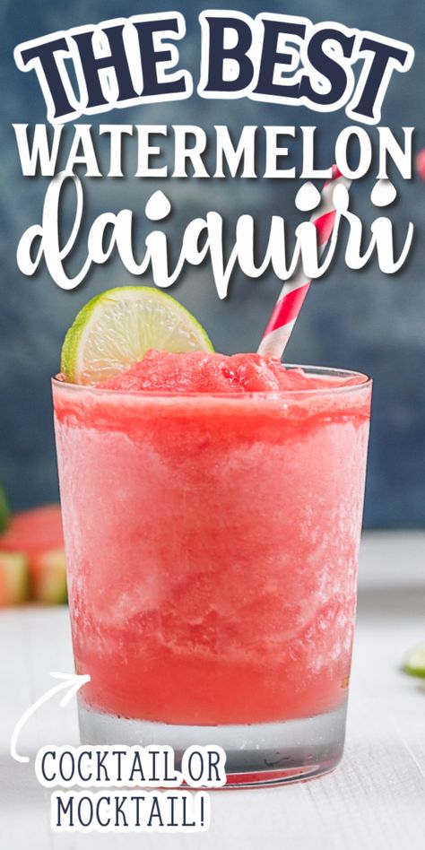 Watermelon Cocktail Rum, Watermelon Daiquiri, Watermelon Cocktails, Best Watermelon, Blender Drinks, Daiquiri Recipe, Daiquiri Cocktail, Watermelon Cocktail, Easy Summer Cocktails