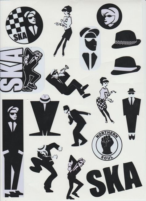 Ska 2 Tone Vinyl Stickers Decals 17 Various Designs & Sizes A4 Sheet Specials Skinhead Tattoos, Simbols Tattoo, Ska Music, Ska Punk, Rude Girl, One Step Beyond, Band Poster, Rude Boy, Music Artwork