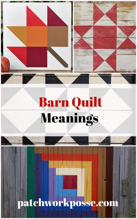 You see the barn quilts, but do you know the barn quilt meanings? Barn quilt patterns are large, colorful, geometric designs painted on the sides of barns or other structures. These patterns have gained popularity Patchwork, Farm Quilt Patterns, Wood Quilt Block, Quilt Meaning, Wood Quilt, Farmhouse Quilts, Painted Barn Quilts, Farm Quilt, Barn Quilt Designs