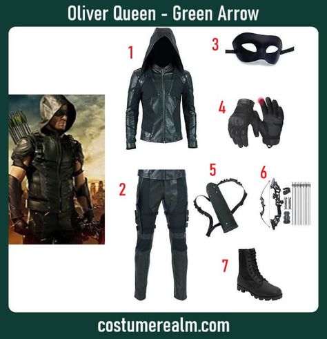 Dress Like Green Arrow Costume Guife For Halloween & Cosplay Green Arrow Halloween Costume, Green Arrow Costume, Arrow Costume, Outfits Guide, Dc Costumes, Arrow Oliver, Fancy Dress Outfits, Tactical Gloves, Like Green