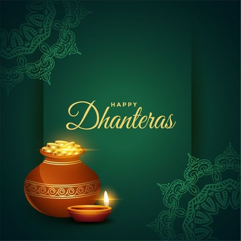 Happy dhanteras diwali festival wishes c... | Free Vector #Freepik #freevector #background #banner #gold #card Happy Dhanteras Hd Images, Diya Background, Dhanteras Happy, Dhanteras Images, शुभ दीवाली, Happy Dhanteras Wishes, Indian Festival Of Lights, Diwali Lights, Happy Dhanteras