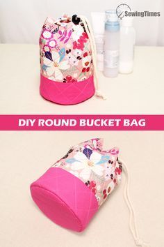 Diy Fabric Bucket, Drawstring Bag Tutorials Pattern, Round Bottom Bags Diy, Drawstring Crossbody Bag Diy, Small Bags To Sew, Bucket Bag Pattern Free, Bucket Bag Free Pattern, Circle Bag Pattern, Sewing Times