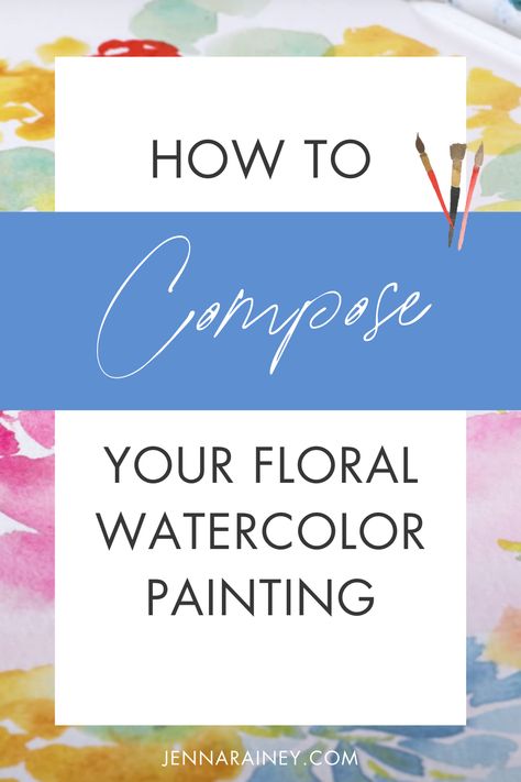 In this watercolor composition tutorial, learn how to know where to paint what for your floral paintings. You will learn how to paint flowers like a peony, lily of the nile, and smaller filler tulips. This beginner tutorial is focused on composition for full floral pieces. Floral Composition Painting, Composition Tutorial, Watercolor Composition, Jenna Rainey, Lily Of The Nile, How To Paint Flowers, Painting Composition, Floral Watercolor Painting, Composition Painting