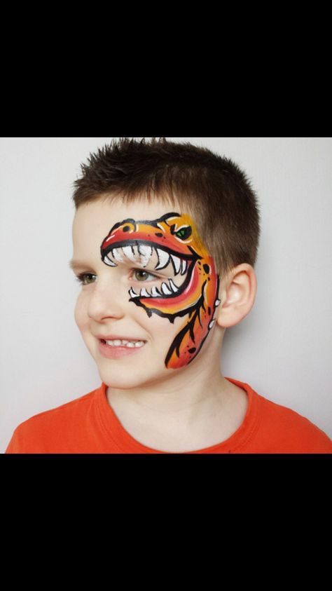 Free Face Painting Templates, Dino Face Paint Easy, T Rex Face Paint, Dino Face Paint, Dinosaur Face Paint, Spider Man Face Paint, Dinosaur Face Painting, Dragon Face Painting, Dragon Makeup