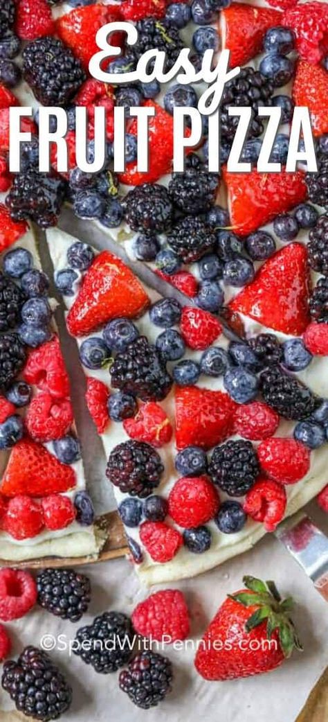 Fruit Pizza Crust, Pizza Sugar Cookie, Easy Fruit Pizza, Fruit Desserts Easy, Best Summer Desserts, Sugar Cookie Crust, Summer Produce, Dessert Pizza, Fruit Pizza