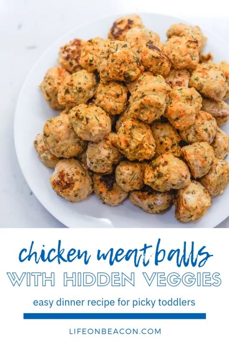 Chicken Meatballs For Toddlers, Toddler Chicken Meatballs, Ground Chicken Recipes For Toddlers, Blw Chicken Meatballs, Baby Chicken Meatballs, Chicken Meatballs For Baby, Toddler Meatballs, Toddler Dinner Ideas, Toddler Dinners