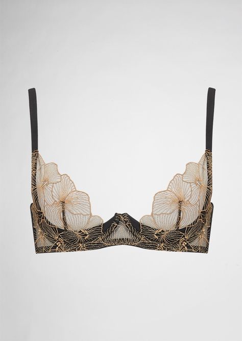 DANAE Demi cup half bra by Coco de Mare from Pleasurements . com Indulge yourself with the Coco de Mer Danae lingerie collection. Handmade, high-end lingerie with a conscious made in Europe. Wrap your body in raven black silk and gold embroidered lace. Luxury and feminine elegance oozes all over. Half Bra, Gold Lingerie, Lace Bras, Elegant Lingerie, Feminine Elegance, Lingerie Inspiration, Demi Cup, Modern Muse, Cute Lingerie