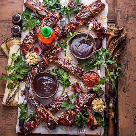 Sticky Sriracha Smoked Ribs by @dennistheprescott. So 🔥 you probably want to jump through this picture. It's okay, we'll join you. ⠀ ------------------------------------------⠀⠀⠀ #Traeger #TraegerGrills #Ribs #Pork #BBQ #Asian #FoodBeast Lunch Boards, Dennis Prescott, Royal Food, Hosting Brunch, Food Boards, Back Ribs, Smoked Ribs, Hot Damn, Baby Back Ribs