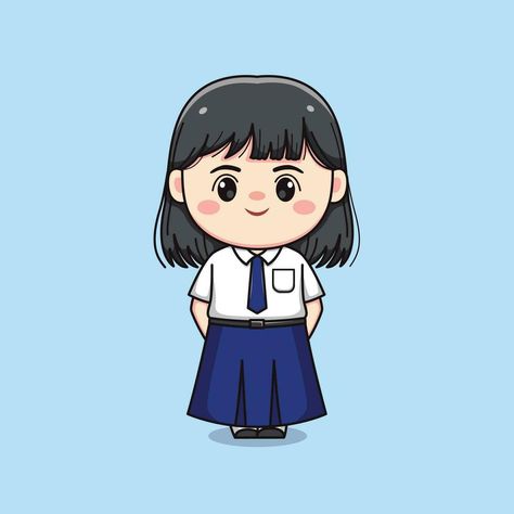 cute junior high school student girl chibi kawaii Student Icon, Student Clipart, Girl Chibi, Student Cartoon, Anime High School, Student Girl, Logo Psd, Free Business Card Mockup, Chibi Characters